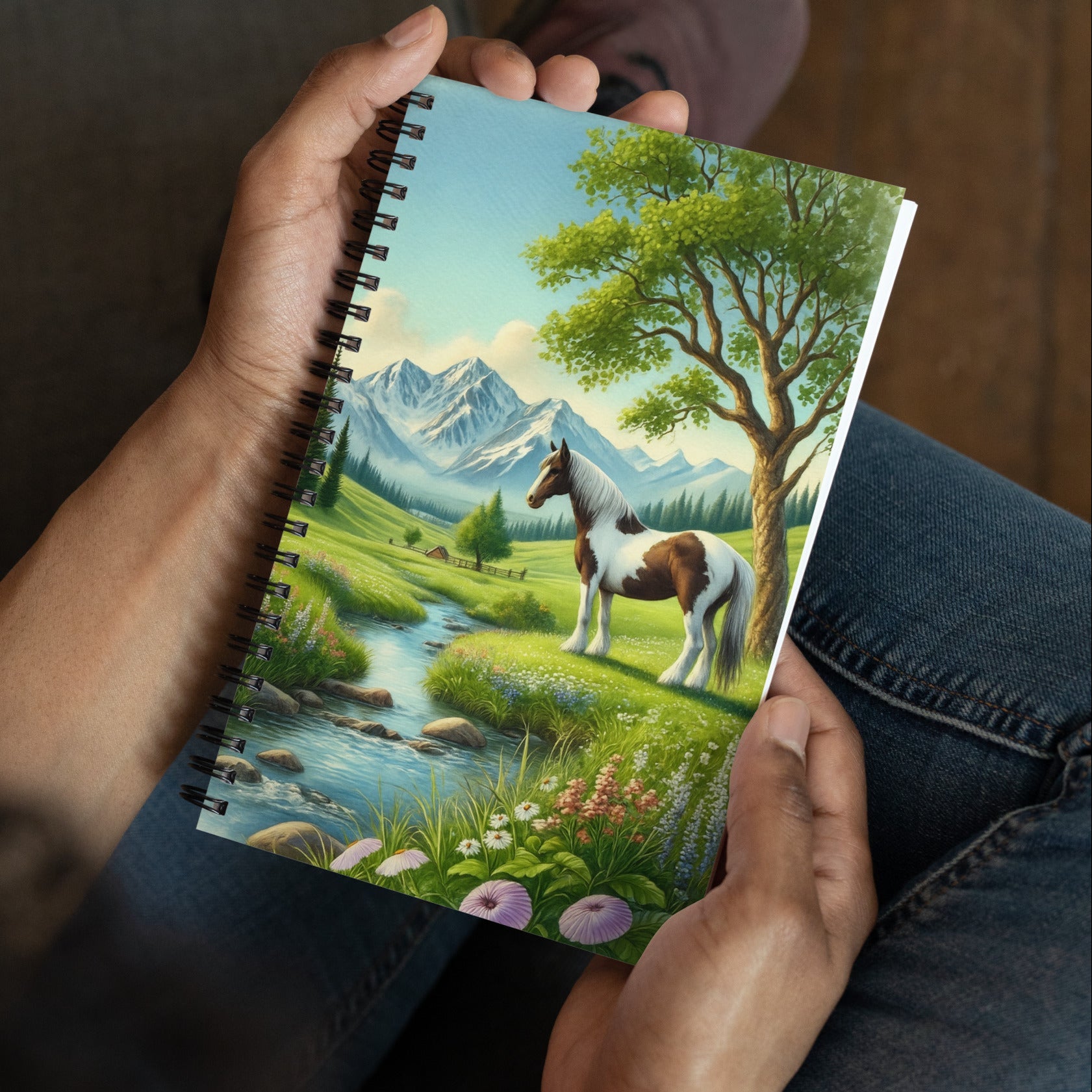 Traumlandschaft mit Pinto-Pferd - Spiral-Notizbuch