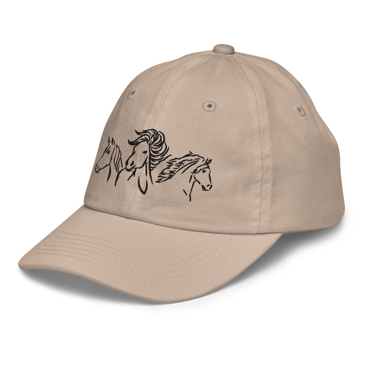 Drei Pferdeköpfe - bestickte Baseball-Cap für Kinder - 100% Baumwolle