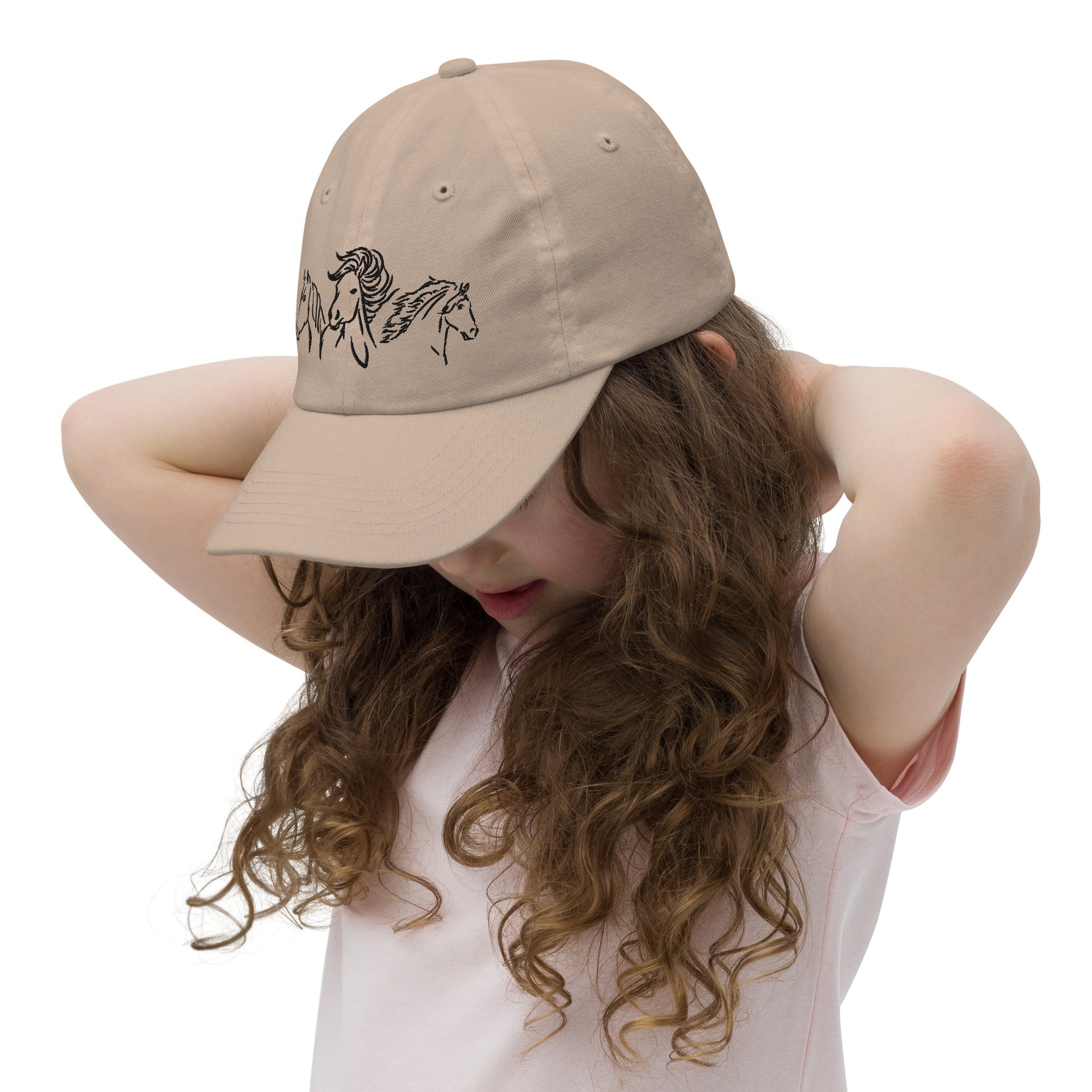 Drei Pferdeköpfe - bestickte Baseball-Cap für Kinder - 100% Baumwolle