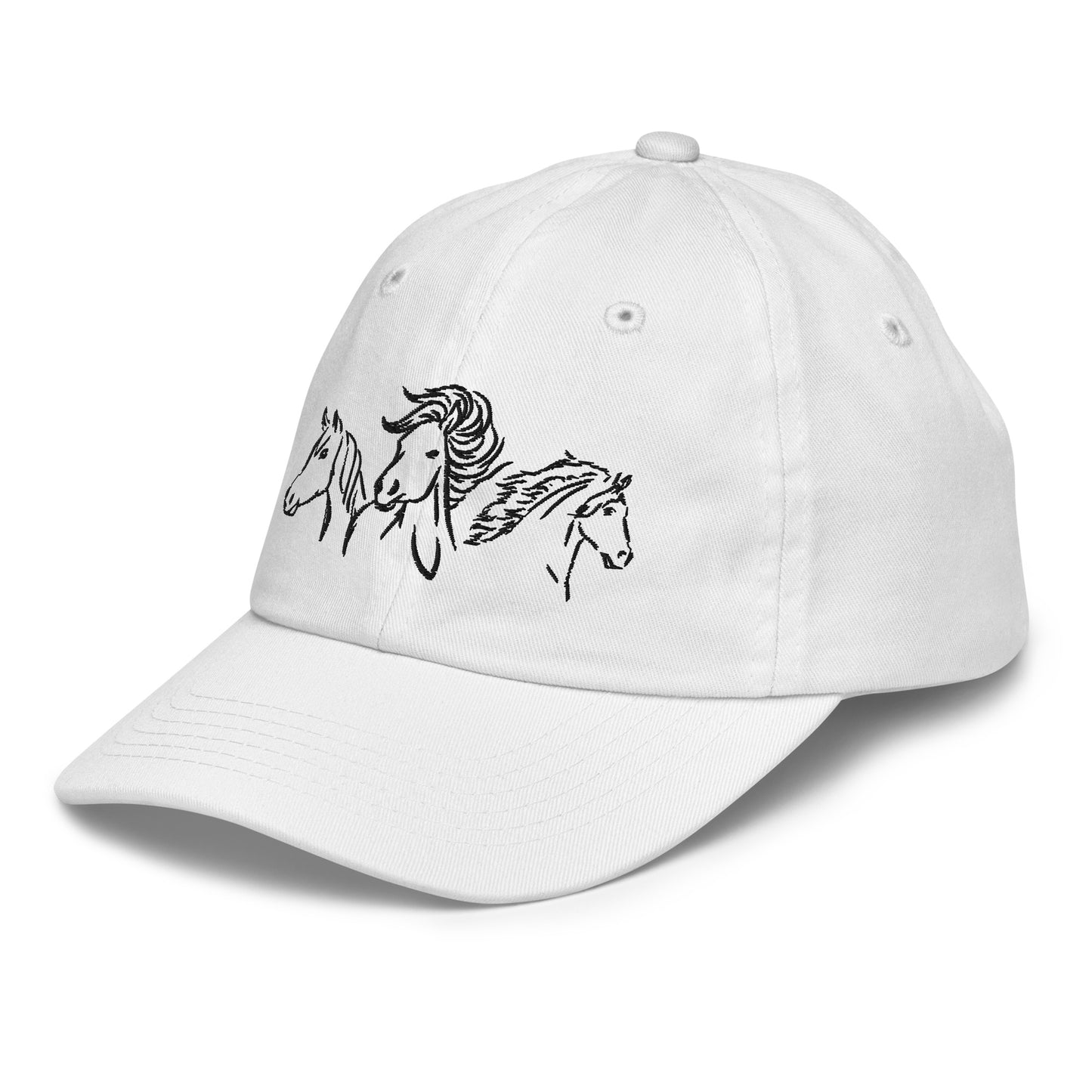 Drei Pferdeköpfe - bestickte Baseball-Cap für Kinder - 100% Baumwolle