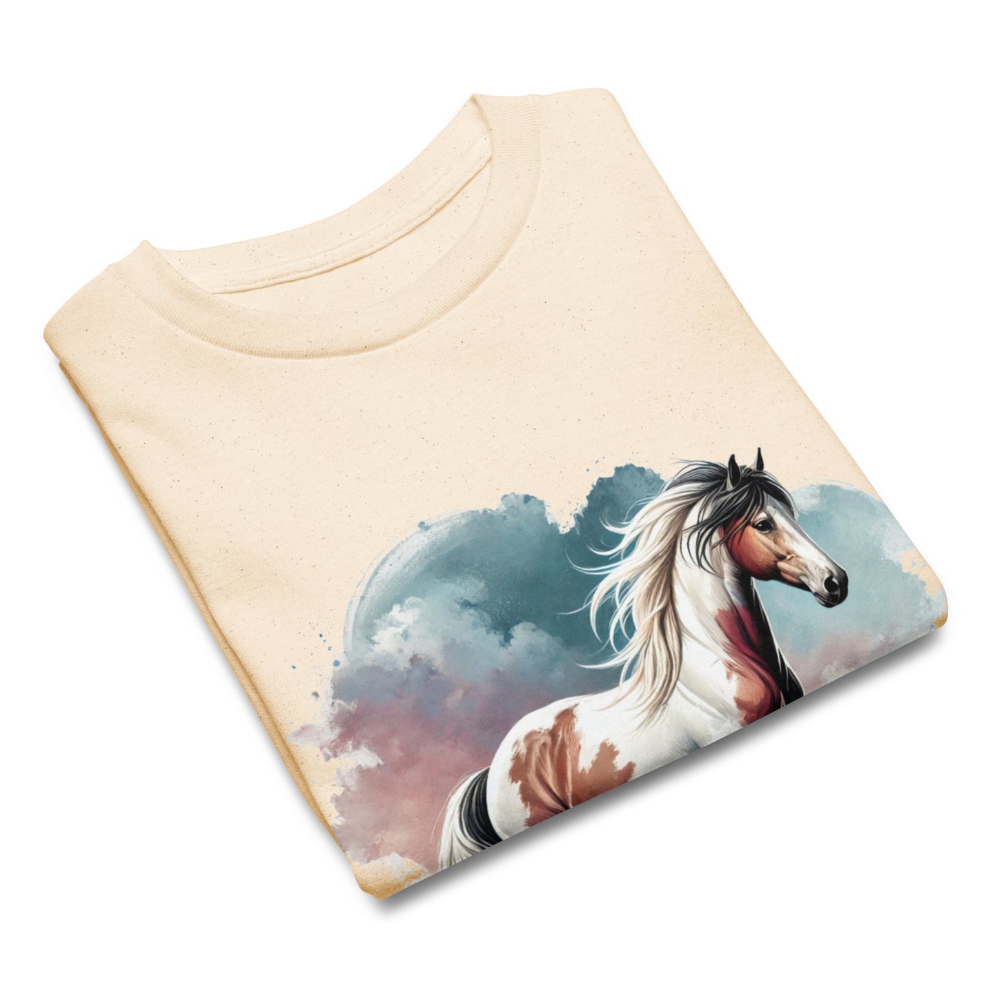 Wilder Mustang - Mädchen T-Shirt - Aquarell - 100% Baumwolle