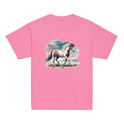 Wilder Mustang - Mädchen T-Shirt - Aquarell - 100% Baumwolle
